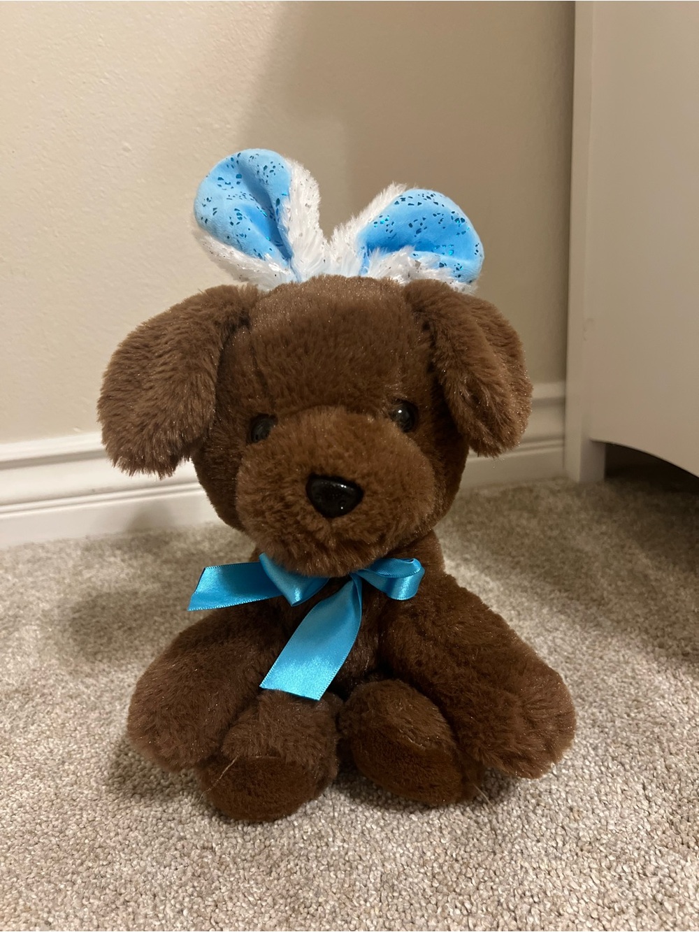 Hug Me Brown Puppy Dog Plush In Bunny Ears Walgreens Sitting Soft Stuffed Animal